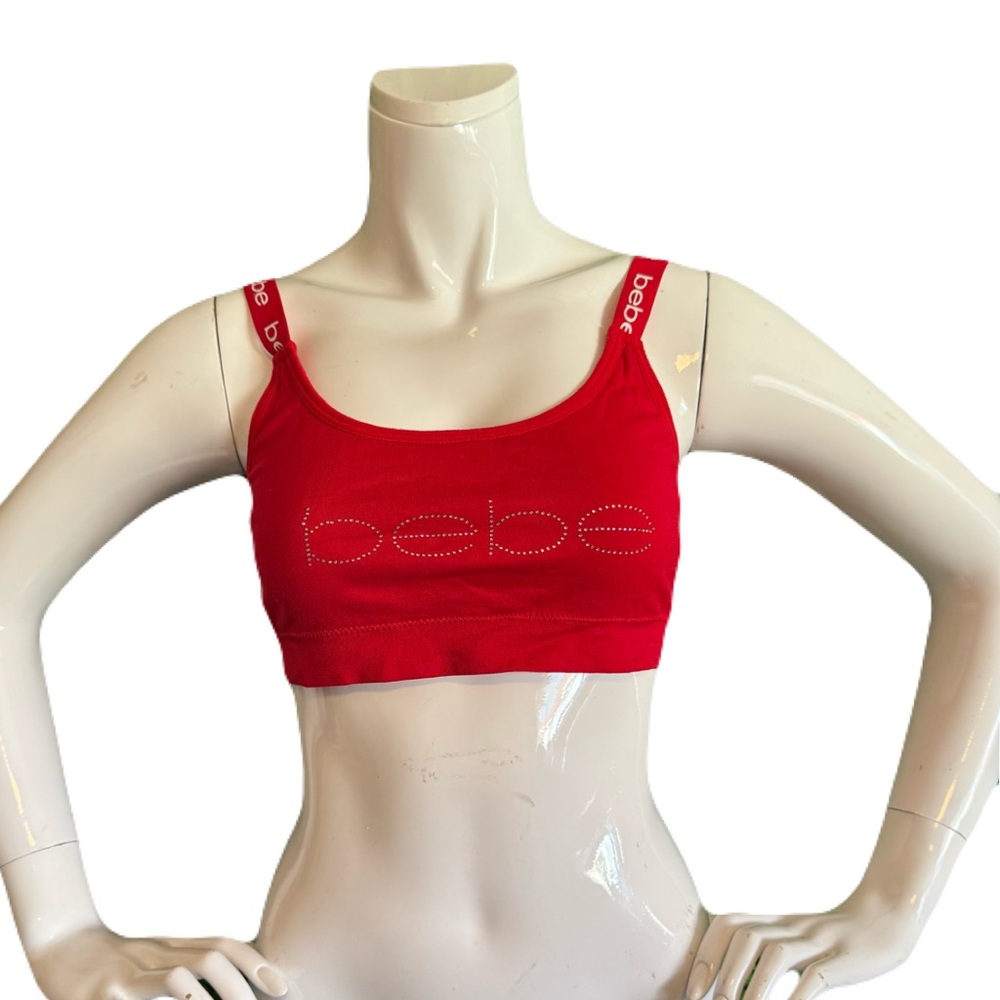 Bebe Intimates Rhinestoned Red Seamless Brami Womens Large